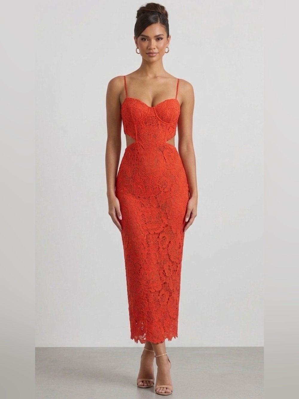 Mable Red Lace Cutout Dress